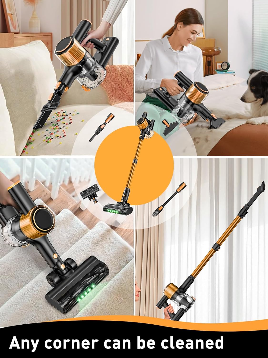 Homeika Cordless Vacuum Cleaner, 28Kpa Powerful Suction, 380W Powerful Brushless Motor, 8-in-1 Lightweight Handheld Vacuum Cleaner, 50-Minute Runtime, Removable Battery, For Pet Hair and Carpets