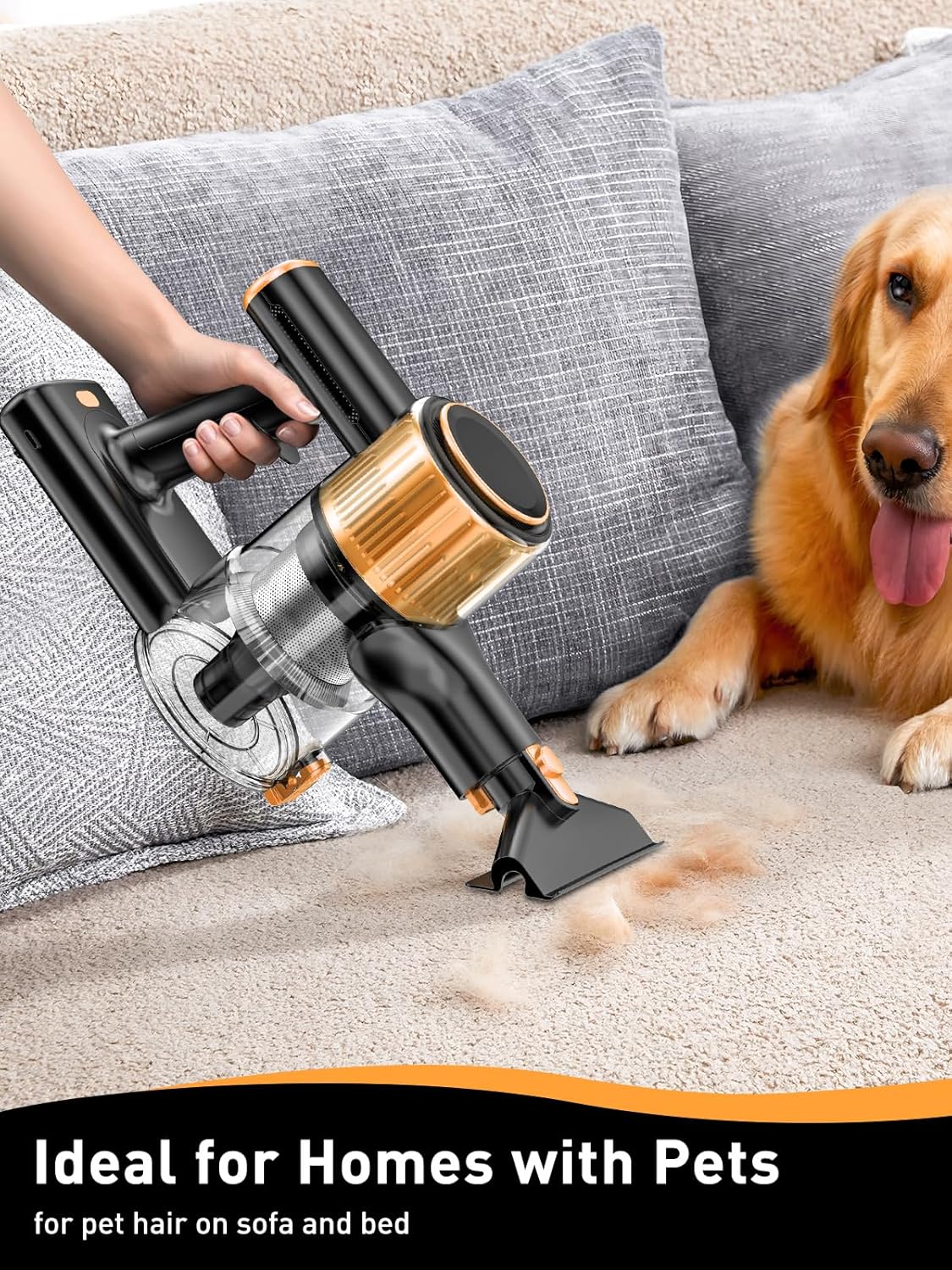 Homeika Cordless Vacuum Cleaner, 28Kpa Powerful Suction, 380W Powerful Brushless Motor, 8-in-1 Lightweight Handheld Vacuum Cleaner, 50-Minute Runtime, Removable Battery, For Pet Hair and Carpets